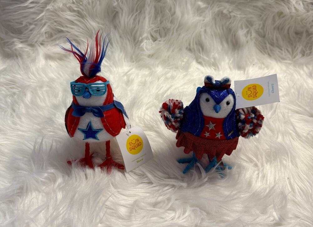Pair Of Sun Squad 2025 4th July Featherly Friends Target Bird-Cheery & Hero